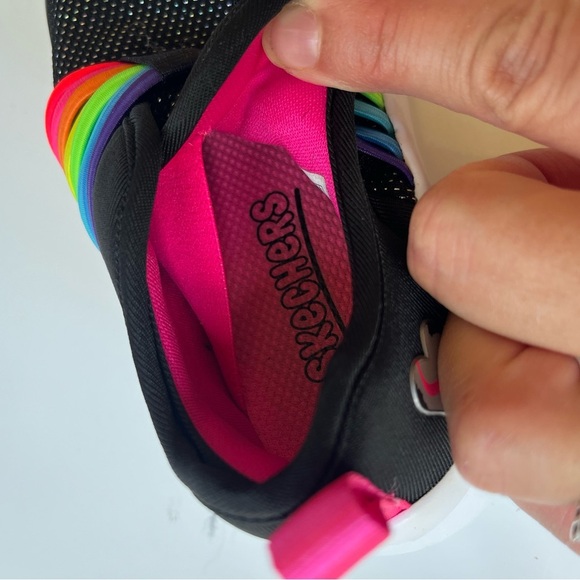 Lil' Skechers Girls size 6 Black & Rainbow Slip-On Sneakers - Picture 9 of 9